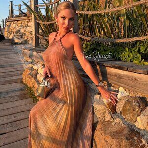 BLOGGER'S FAVE! Zara Long Pleated Halter Dress NWT